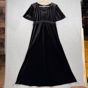Molly Malloy Dress Womens 8 Black Velvet Maxi Empire Waist Tie Back Maxi Formal
